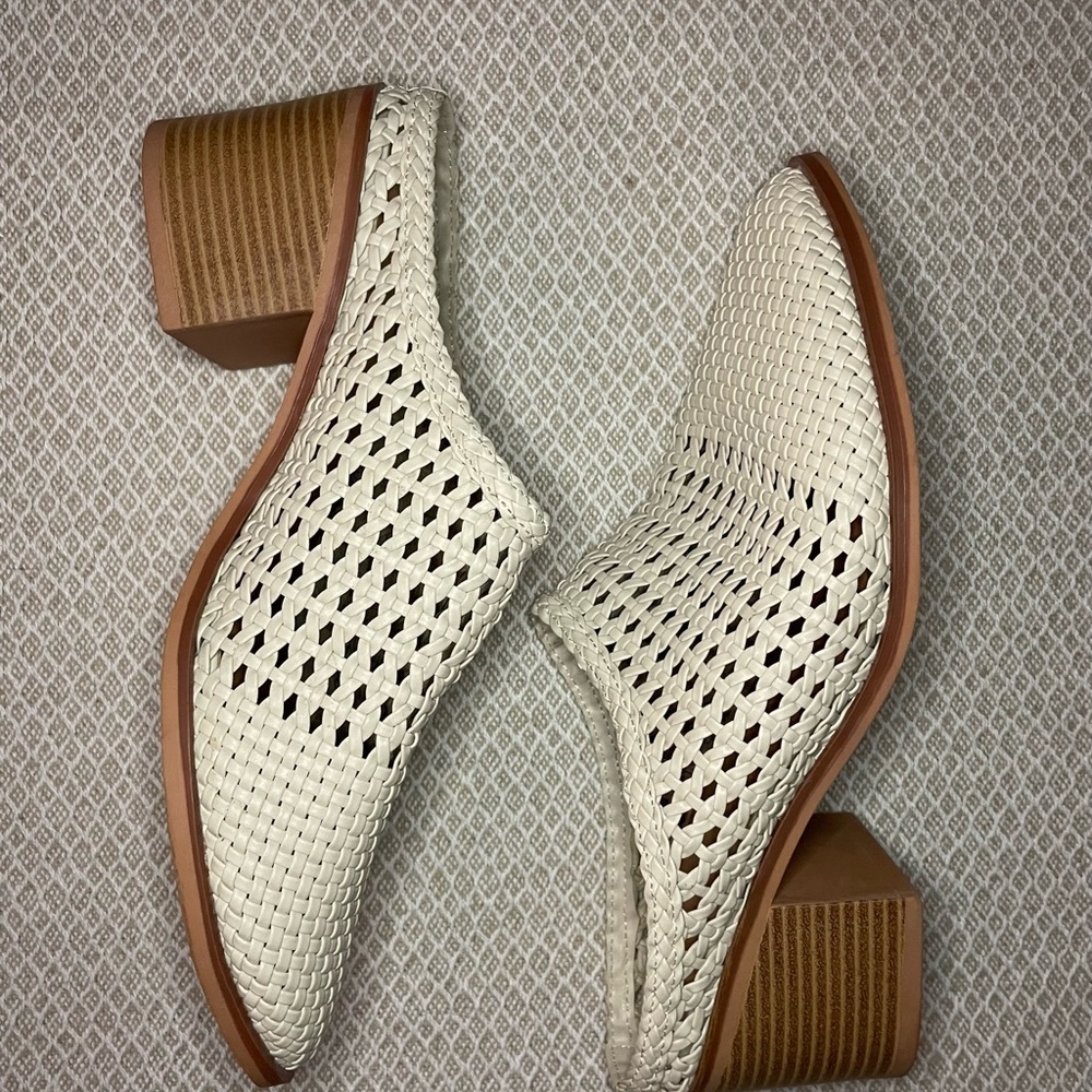 Women's Woven White Mules